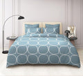 Tib Glace Cotton 78 X 60 Elastic Fitted Bedsheets Queen Size With 2 Pillow Covers, Pack Of 3, Grey Circle