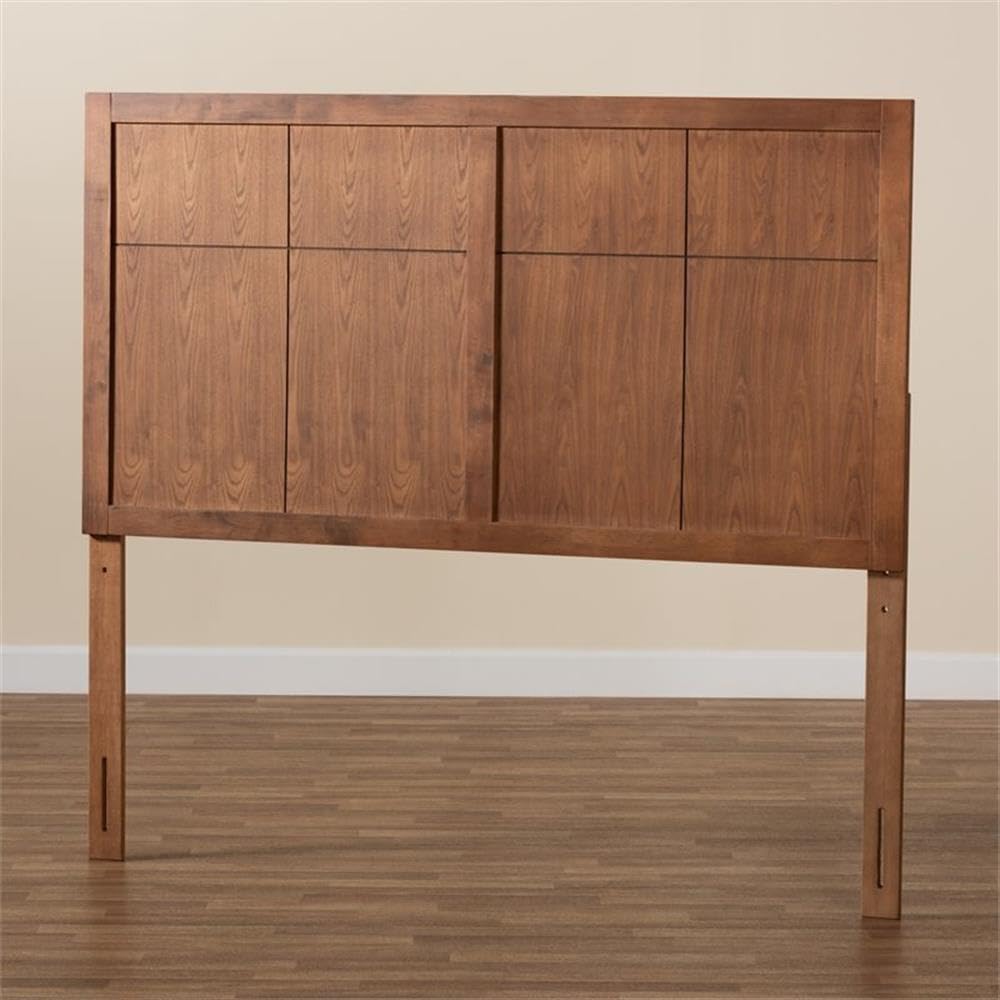 Baxton Studio Monroe Modern Transitional and Rustic Ash Walnut Finished Wood Queen Size Headboard