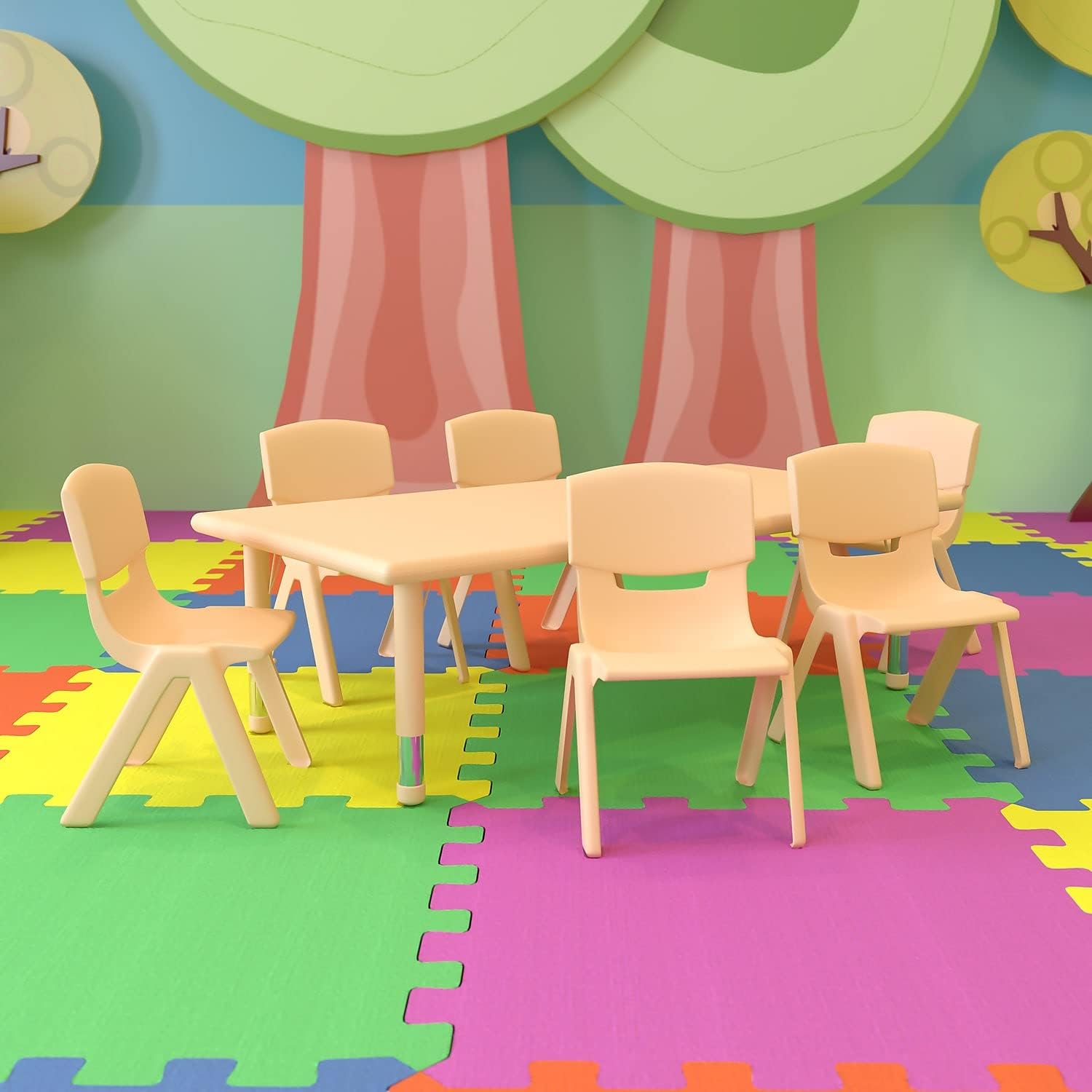 24W x 48L Rectangular Natural Plastic Height Adjustable Activity Table