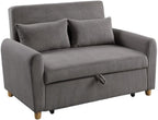 Justine 54W Brown Corduroy Convertible Sleeper Loveseat