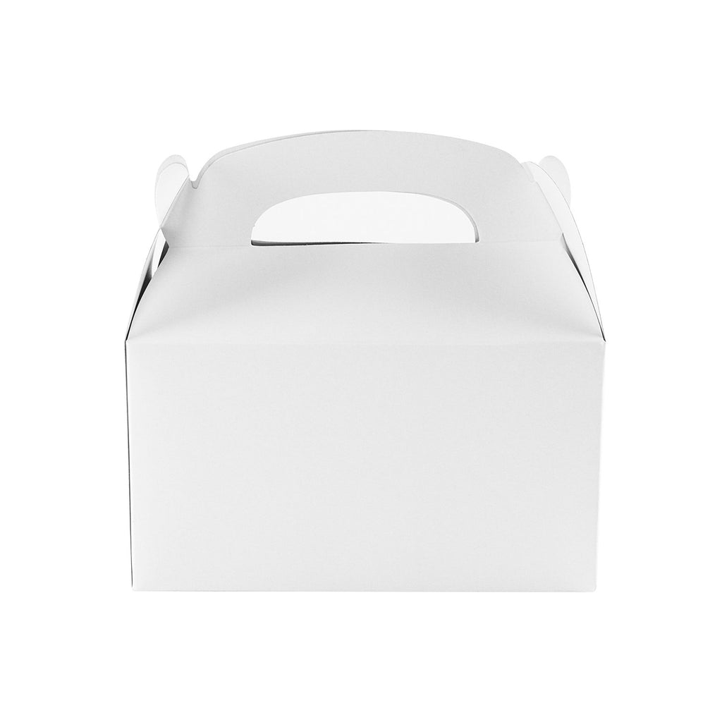 Super Z Outlet Blank White Color Treat Gift Paper Cardboard Boxes With Handles, Arts & Crafts Candy Goodie Bags, Picnic, Birthda