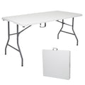 Stansport Folding Camp Table, White, 59.8 L x 29.1 W x 29.1 H