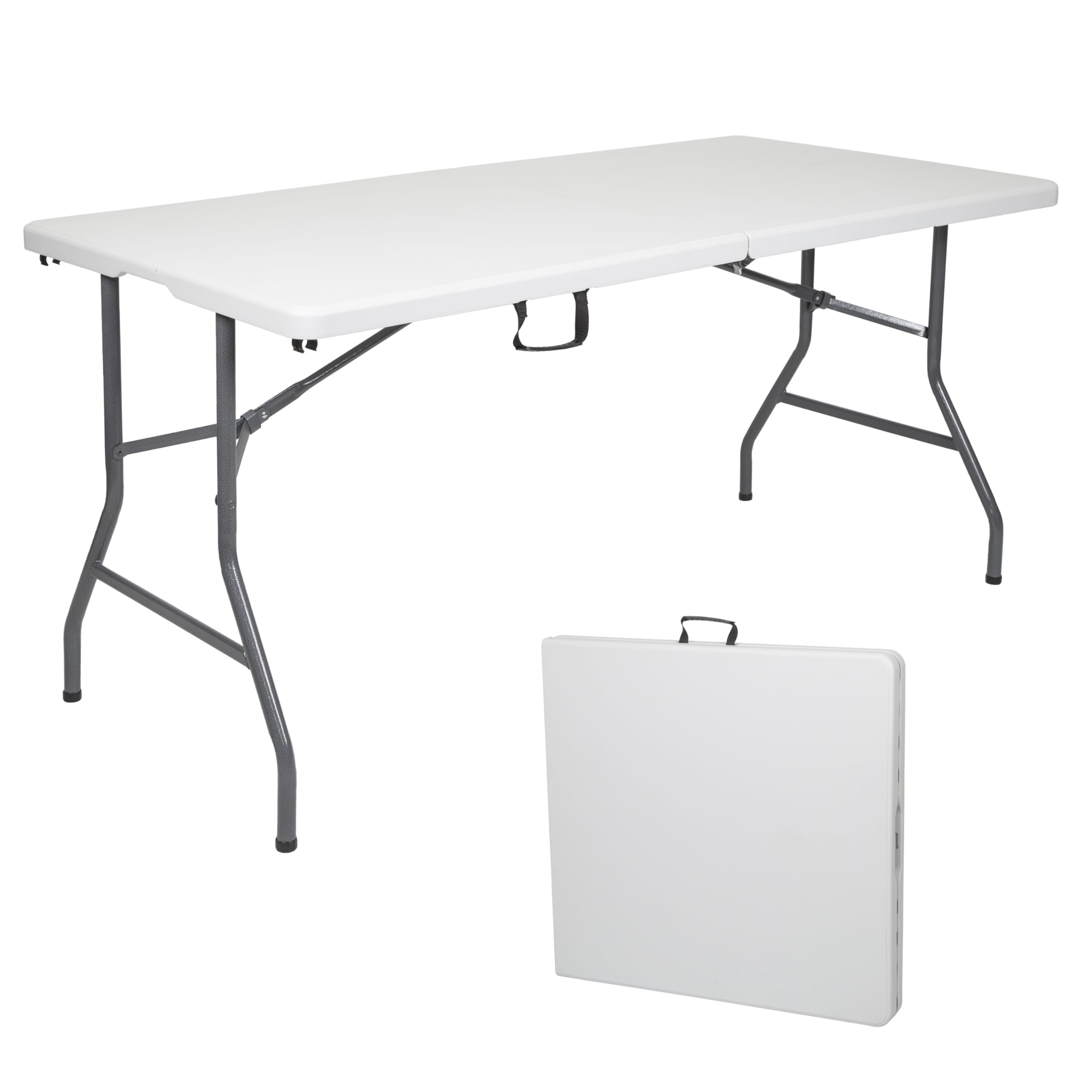 Stansport Folding Camp Table, White, 59.8 L x 29.1 W x 29.1 H