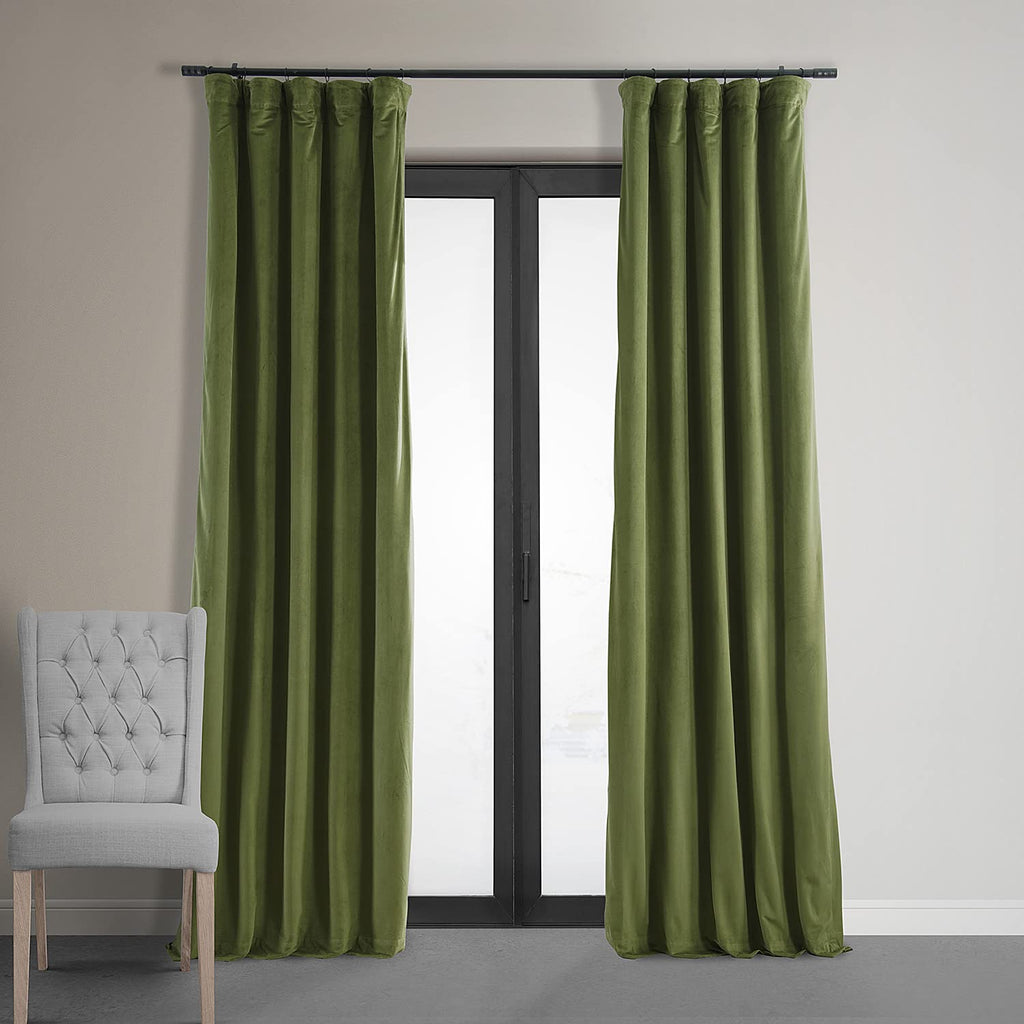 Hpd Half Price Drapes Signature Velvet Thermal Blackout Curtains For Living Room 120 Inch Long (1 Panel) Rod Pocket Insulated Blackout Curtains For Bedroom Window Curtains, 50W X 120L, Basque Green