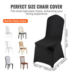 Vevor 50 Pcs Flat-Front Chair Covers Polyester Spandex Stretch Slipcovers For Wedding Party Dining Banquet, Black