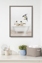 Blake Penguins Bathroom Framed Printed Glass by Amy Peterson Art Studio