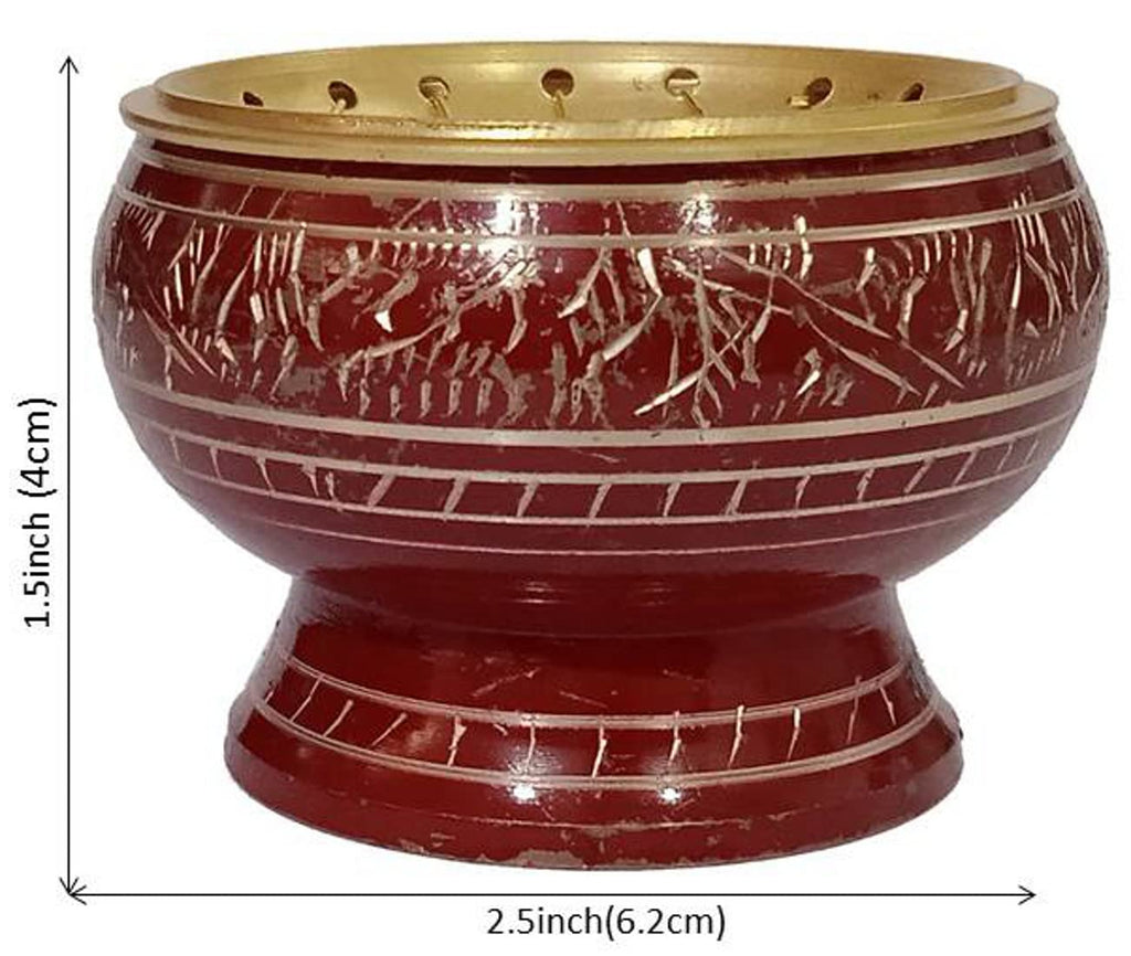Purpledip Metal Charcoal Incense Burner: Engraved Design Loban Bakhoor Pastille Dhoop Dani Holder (12572)