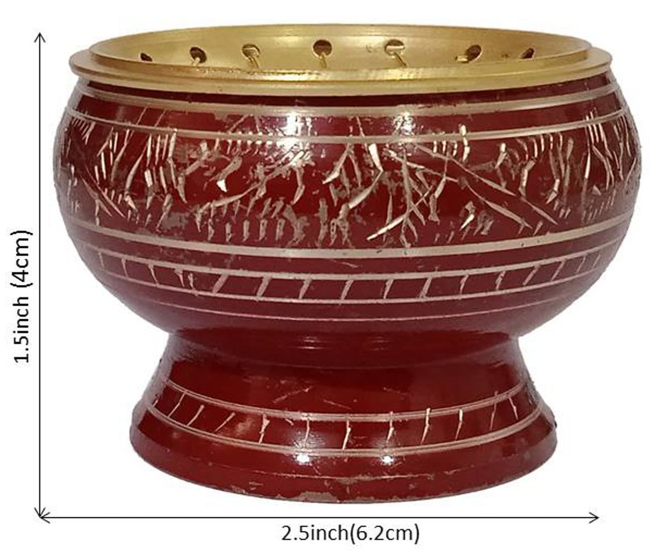 Purpledip Metal Charcoal Incense Burner: Engraved Design Loban Bakhoor Pastille Dhoop Dani Holder (12572)