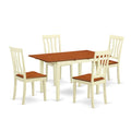 East West Furniture NOAN5-WHI-W 5 Piece Kitchen Table & Chairs Set Includes a Rectangle Dining Room Table with Butterfly Leaf and 4 Dining Chairs, 32x54 Inch, Buttermilk & Cherry