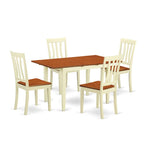 East West Furniture NOAN5-WHI-W 5 Piece Kitchen Table & Chairs Set Includes a Rectangle Dining Room Table with Butterfly Leaf and 4 Dining Chairs, 32x54 Inch, Buttermilk & Cherry