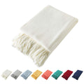 Homiest Decorative Knitted Throw Blanket With Fringe Soft & Cozy Tassel Blanket For Couch Sofa Bed- 50 X 60 (50' X 60', Ivory)