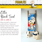 Franco Peanuts Snoopy & Woodstock Bath Towel Cotton 58" x 28" Blue