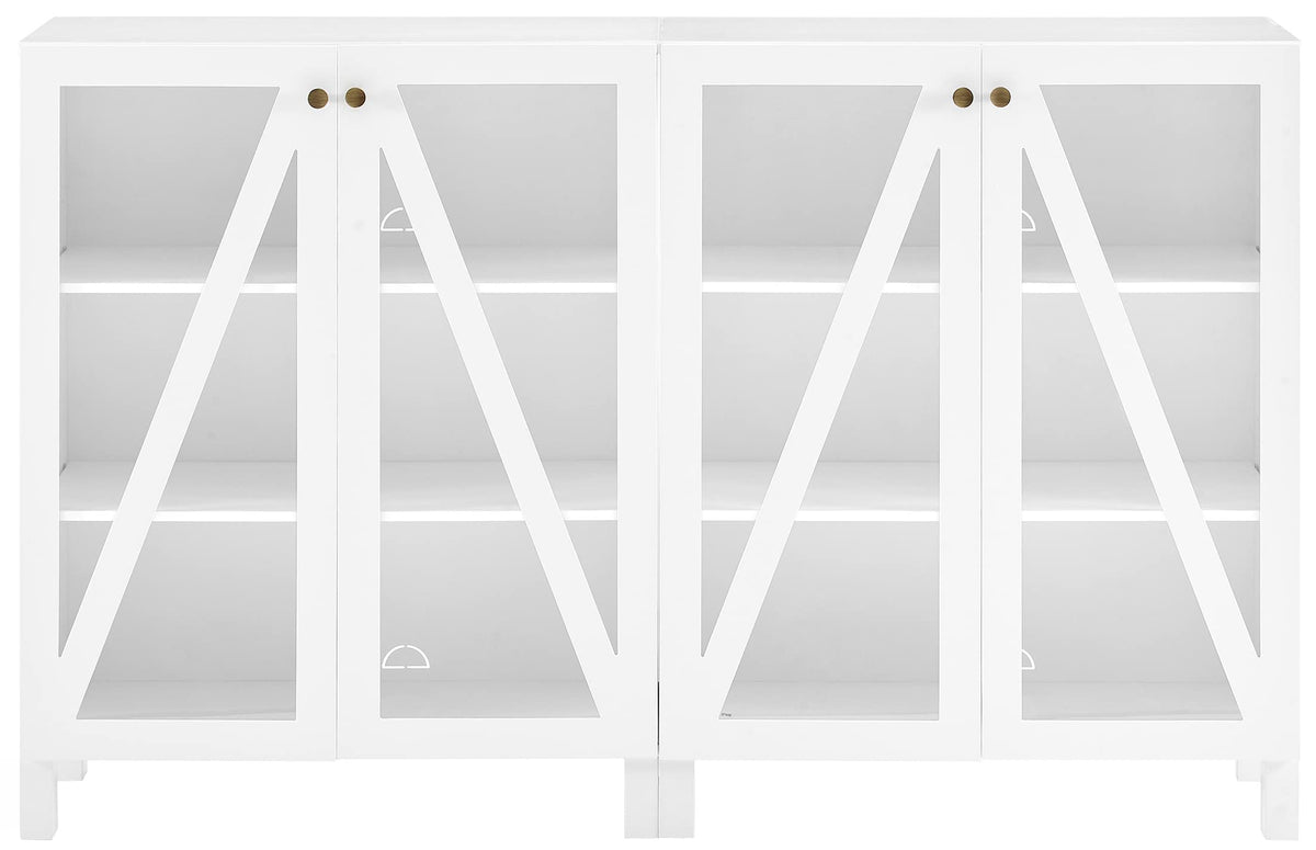 Crosley Furniture Cassai 2-Piece Entertainment Center Tv Stand, Media Console, Vinyl Record Storage, White