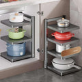 Adjustable Kitchen Cabinet Organizer: Maximize UnderSink & Corner Space With Layered Storage Rack