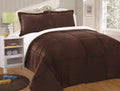 Chezmoi Collection 3-Piece Micromink Sherpa Reversible Down Alternative Comforter Set (King, Chocolate)