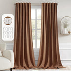 Miulee Back Tab Blackout Curtains 96 Inch Long 2 Panels Set For Living Room Bedroom, Rod Pocket/Pinch Pleated Long Thermal Insulated Room Darkening Floor To Ceiling Drapes, W52Xl96, Cappuccino Brown