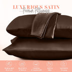 Elegant Comfort Silky And Luxurious 2-Piece Satin Pillowcase Set For Healthier Skin And Hair, Hidden Zipper Closure And Beautifully Packaged, Satin Pillowcase Set, King, Chocolate Brown