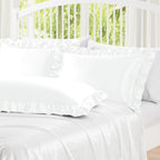 Homiest Ruffle Satin Pillowcase For Hair And Skin, King Size Satin Pillow Covers Silky Pillow Cases Set Of 2, Satin Ruffled Pill