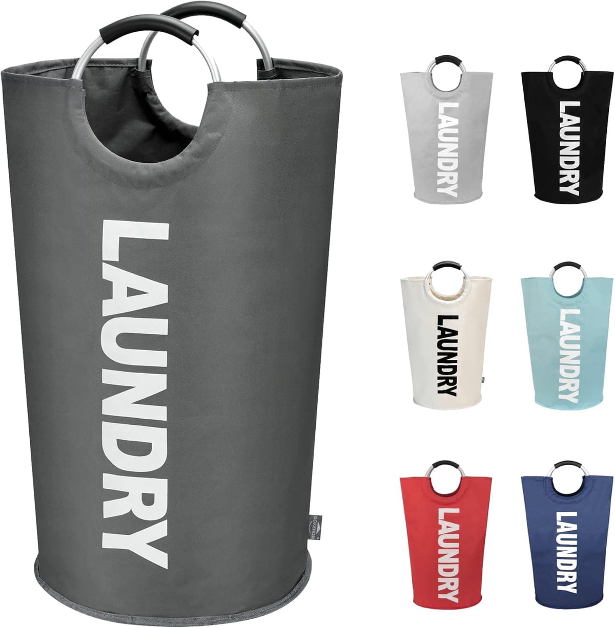Topinon 90L Laundry Basket, Waterproof Laundry Hamper, Laundry Bag with Padded Handles, Clothes Hamper Stands Up Well, Collapsib