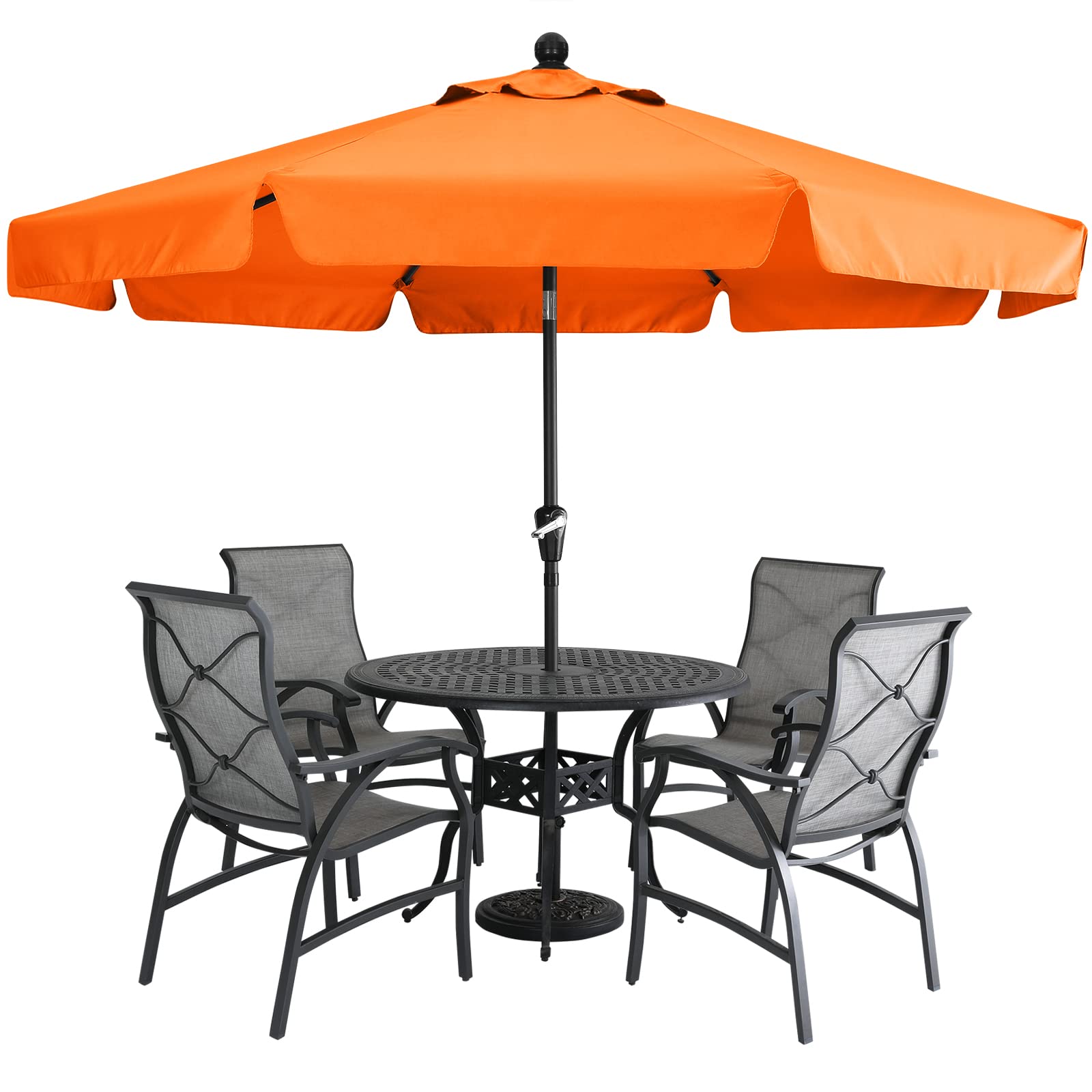 Mastercanopy Valance Patio Umbrella For Outdoor Table Market -8 Ribs (9Ft, Orange)