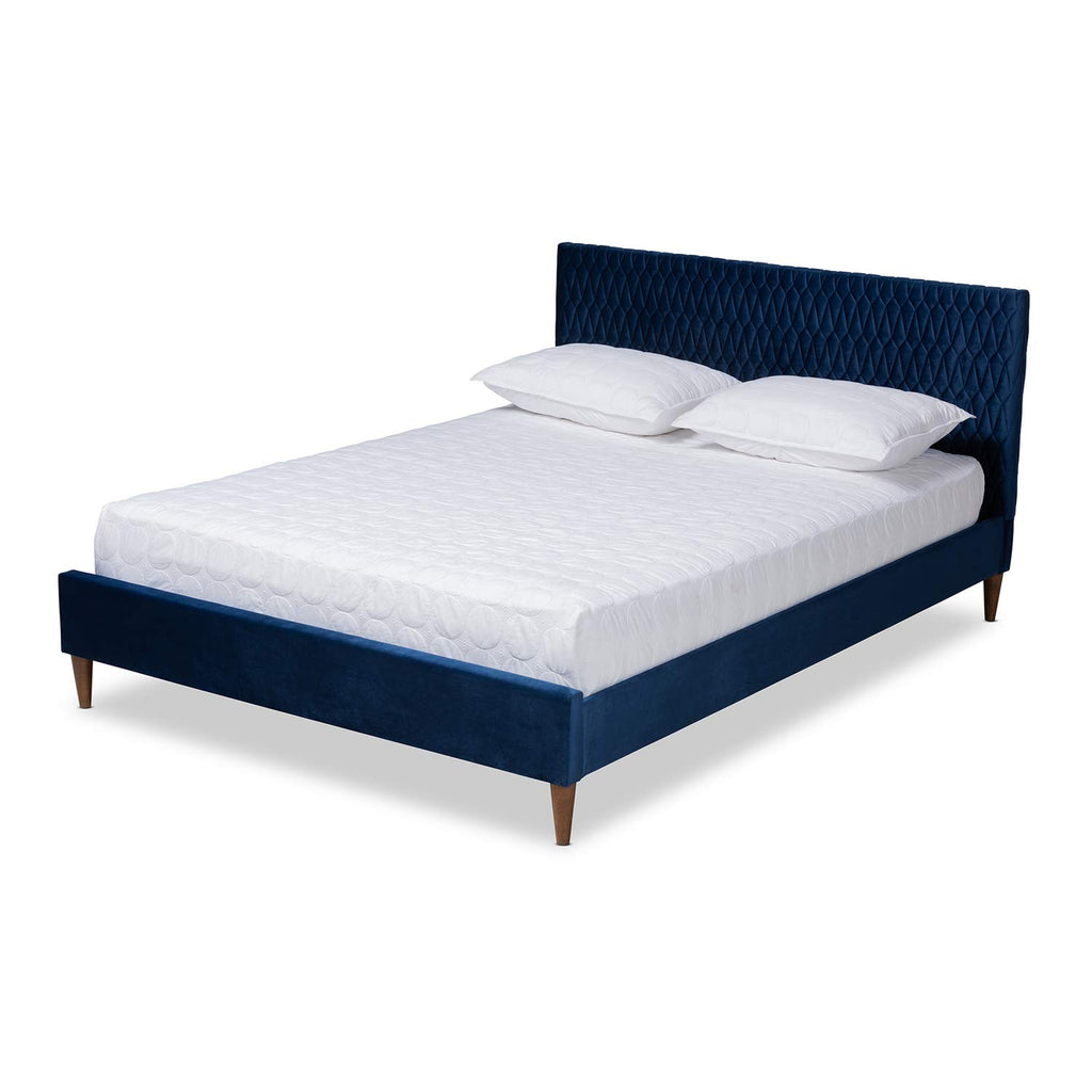 Baxton Studio Frida Glam and Luxe Royal Blue Velvet Fabric Upholstered Full Size Bed