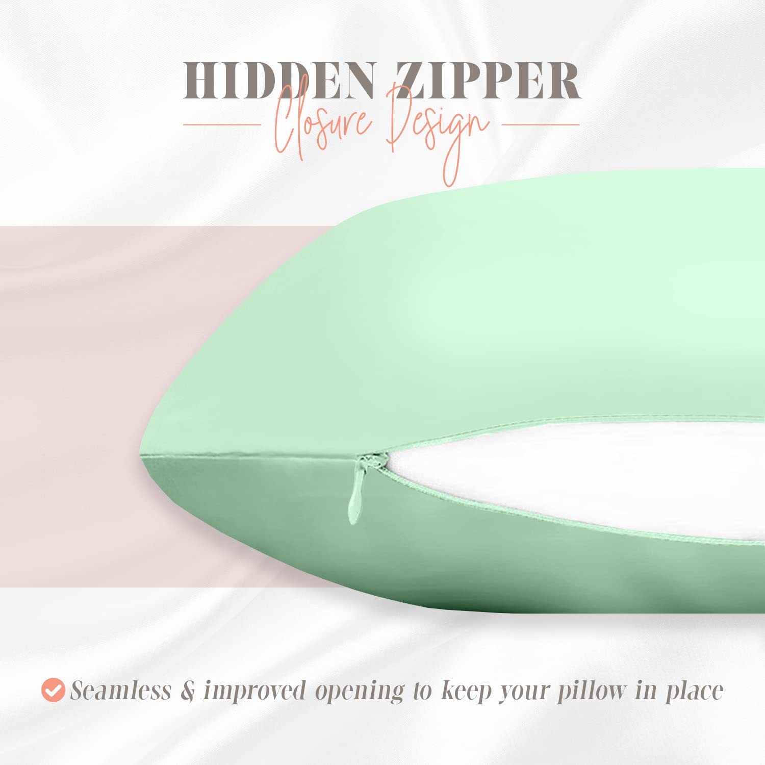 Elegant Comfort Silky And Luxurious 2-Piece Satin Pillowcase Set For Healthier Skin And Hair, Hidden Zipper Closure And Beautifully Packaged, Satin Pillowcase Set, Standard/Queen, Mint Green