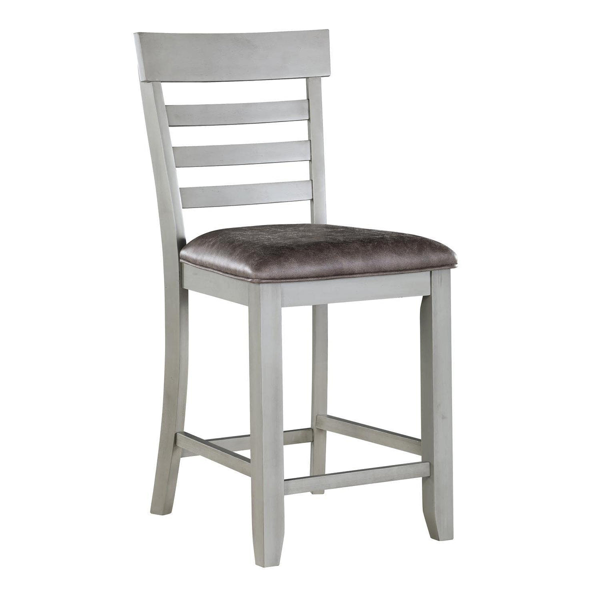 Steve Silver Furniture Hyland 7pc Rectangular Dining Set, 60 to 80-Inch Table w/ 6 Vegan Leather Upholstered Counter Chairs, Dining Room, Storage Shelf, 60" L x 42" W x 36" H, Grey