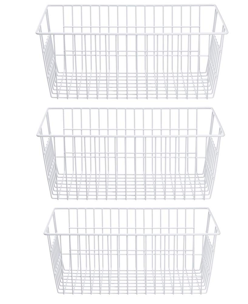 SANNO Freezer Baskets Wire Storage Baskets Closet Storage Baskets Bins Refrigerator Storage Containers for Home Office, Bathroom