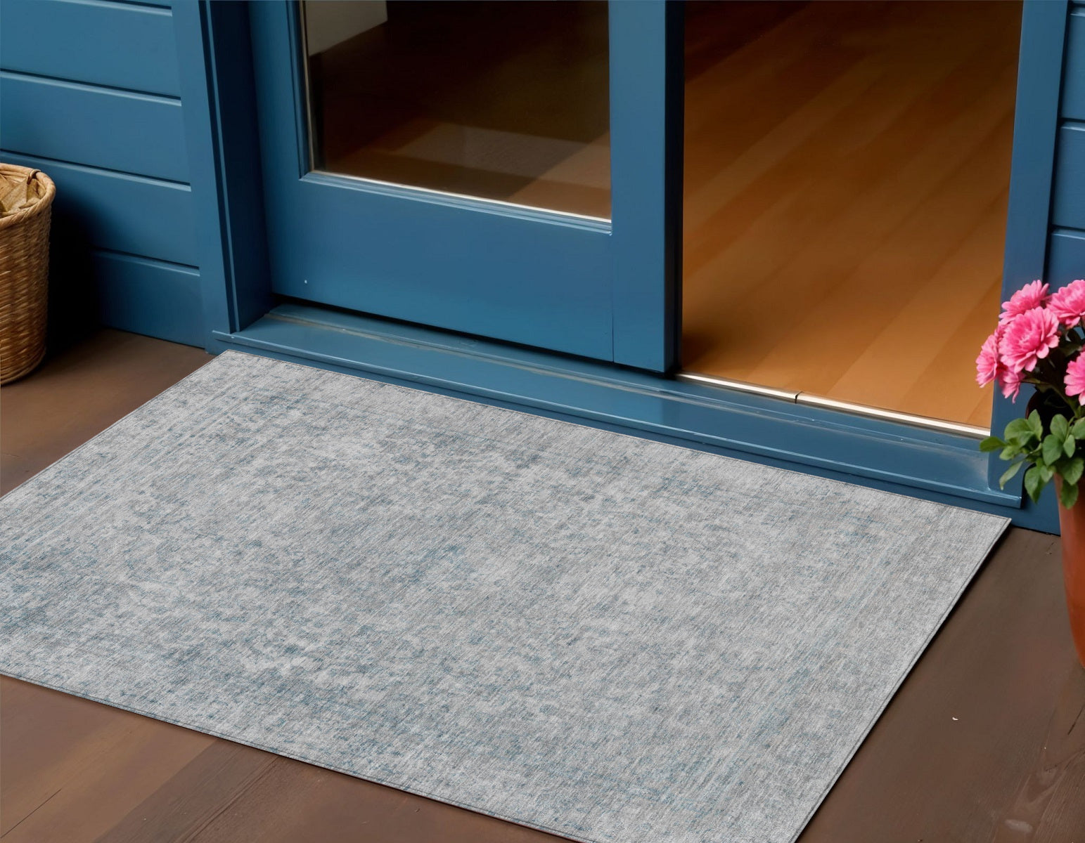 3 X 5 Silver And Beige Abstract Washable Indoor Outdoor Area Rug