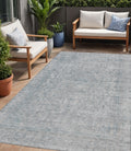 5 X 8 Silver And Beige Abstract Washable Indoor Outdoor Area Rug