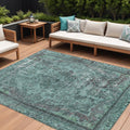 9 X 12 Teal Blue And Turquoise Medallion Washable Indoor Outdoor Area Rug