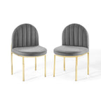 Modway Isla Dining Side Chair Performance Velvet Set Of 2 In Gold Gray