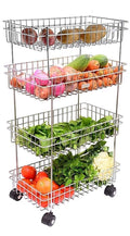 Rasvesh Fruit And Vegetable Stand Basket Trolley Onion Potato Kitchen Storage Stainless Steel Rack (4 Layer)