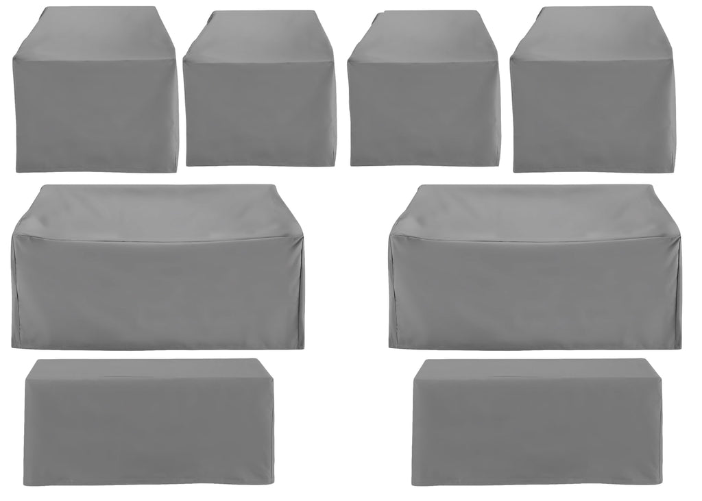 Crosley Furniture Patio Furniture Covers, Waterproof 8-Piece Cover Set for Outdoor Chairs, Loveseats, Tables, Gray