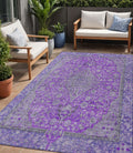 5 X 8 Purple And Gray Medallion Washable Indoor Outdoor Area Rug