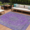 8 X 10 Purple And Gray Medallion Washable Indoor Outdoor Area Rug