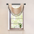 ELKCA Beige Thick Chenille Waterfall Swag Valance for Living Room Small Valance Curtains for Kitchen,Pack of 1 (Beige, 30 W x 22