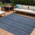 10 X 14 Blue Gray And Sky Blue Striped Washable Indoor Outdoor Area Rug