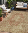5 X 8 Rust And Beige Medallion Washable Indoor Outdoor Area Rug