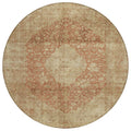 8 Rust And Beige Round Medallion Washable Indoor Outdoor Area Rug