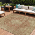 10 X 14 Rust And Beige Medallion Washable Indoor Outdoor Area Rug