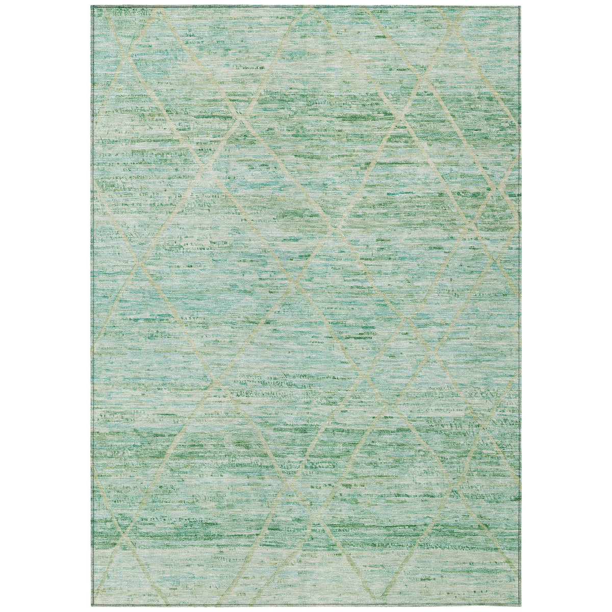 3 X 5 Artichoke Green And Beige Trellis Washable Indoor Outdoor Area Rug