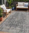 5 X 8 Charcoal And Silver Abstract Washable Indoor Outdoor Area Rug