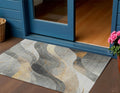 3 X 5 Gray Silver And Rust Abstract Washable Indoor Outdoor Area Rug