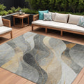 8 X 10 Gray Silver And Rust Abstract Washable Indoor Outdoor Area Rug
