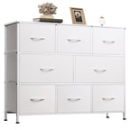Wlive 8 Drawer Dresser For Bedroom, Fabric White Dresser With Large Storage Drawer Unit For Entryway, Chest Of Drawers For Living Room