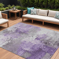9 X 12 Purple Eggplant And Ivory Abstract Washable Indoor Outdoor Area Rug
