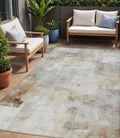 5 X 8 Linen Gray And Ivory Abstract Washable Indoor Outdoor Area Rug
