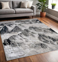 5' X 8' Black And Silver Abstract Area Rug