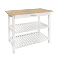 Casual Home Kitchen Island With Solid American Hardwood Top, Natural/White, 40" W (373-91)